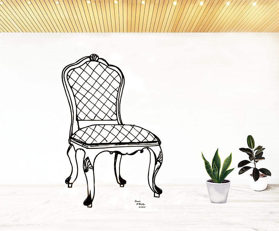 Formal Chair Drawing With Plants Photograph by Sandi OReilly