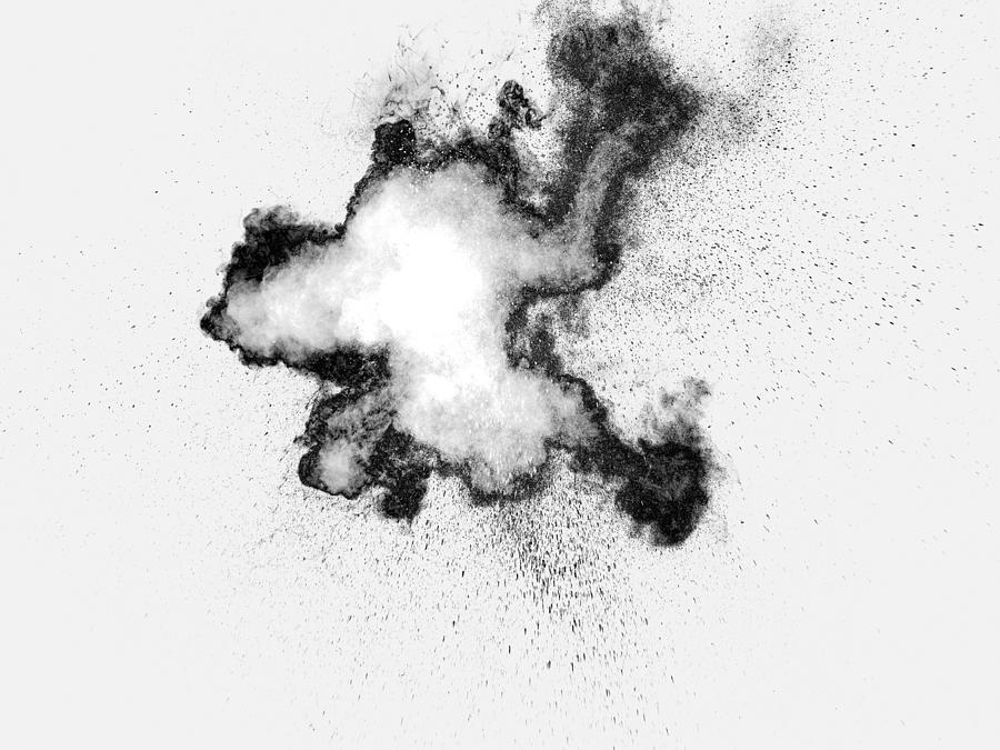 Forms and textures of an explosion of a powder of color gray and white on a  white background Photograph by Jose A. Bernat Bacete