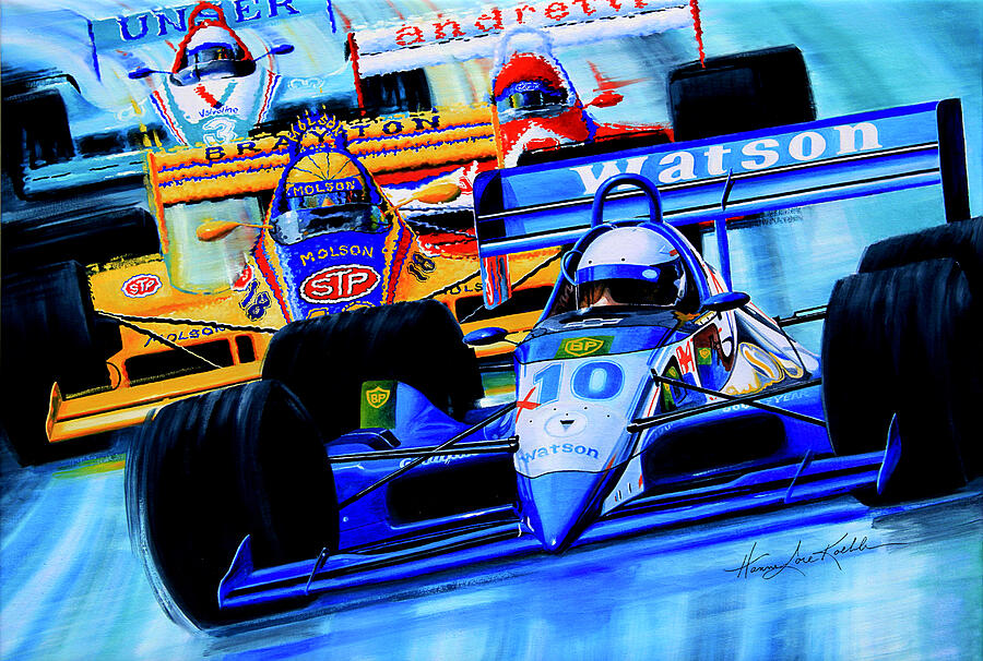 Formula 1 Race Painting by Hanne Lore Koehler