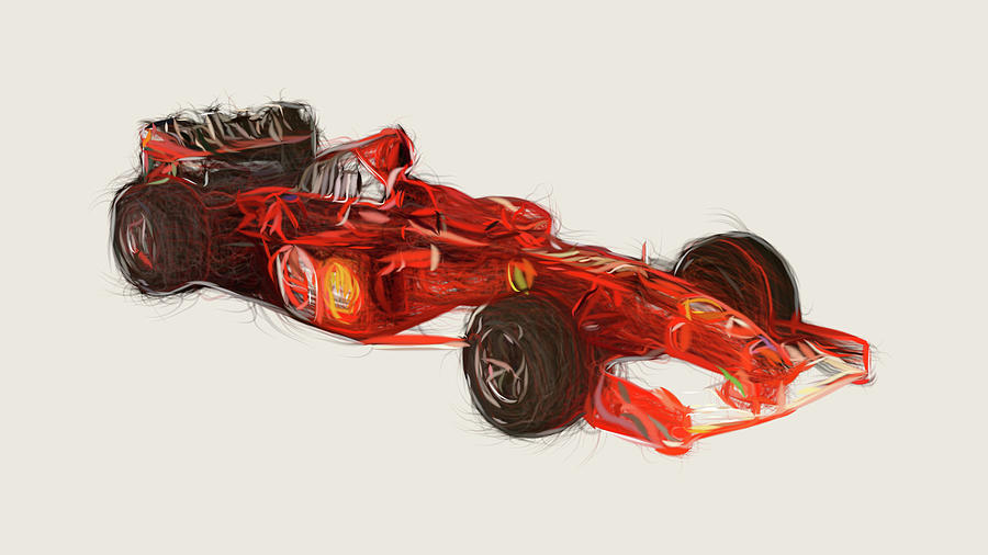 Formula1 Ferrari F2002 Car Drawing Digital Art by CarsToon Concept ...