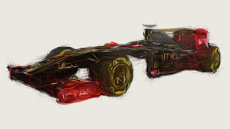 Formula1 Lotus Renault R31 Car Drawing Digital Art by CarsToon Concept ...