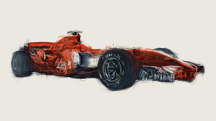 Formula1 Spyker MF1 Car Drawing Digital Art by CarsToon Concept - Fine ...