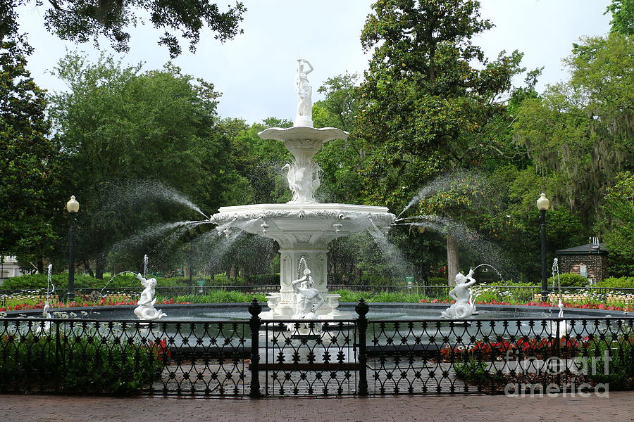 Forsyth Fountain In Historic District Of Savannah Photograph by Christiane Schulze Art And Photography