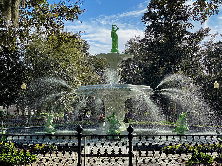 Forsyth Park Fountain Ready for St. Patricks Day, Savannah, Geor Photograph by Dawna Moore Photography