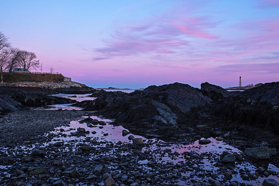 Fort Beach Sunset Marblehead Massachusetts Fort Sewall and Chandler Hovey Park Red Sunset Photograph by Toby McGuire
