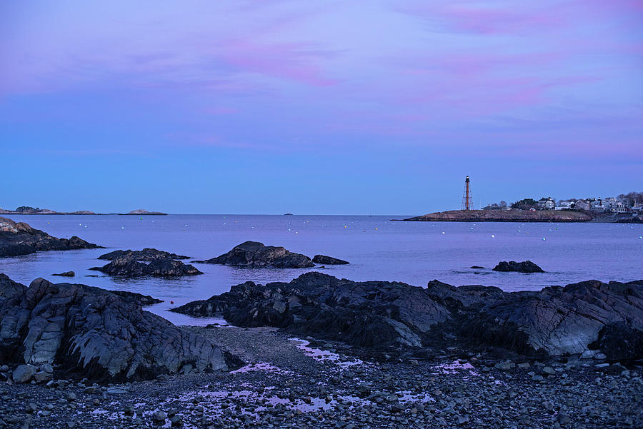 Fort Beach Sunset Marblehead Massachusetts Fort Sewall and Chandler Hovey Park Rocky Coast Photograph by Toby McGuire