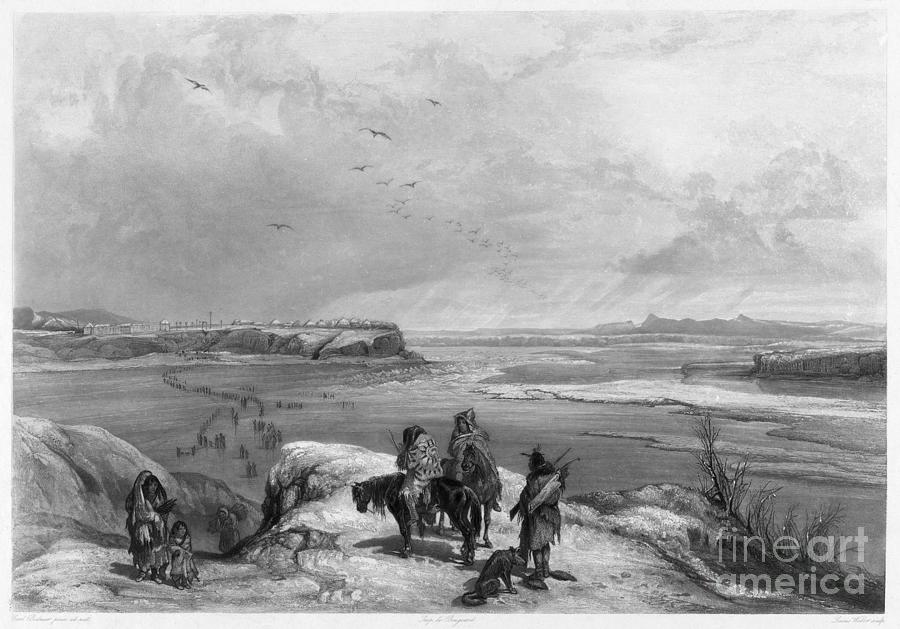 Fort Clark, 1834 Drawing by Karl Bodmer