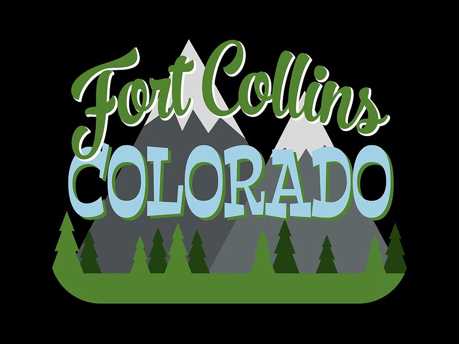 Vintage Digital Art - Fort Collins Colorado Retro Mountains Trees by Flo Karp