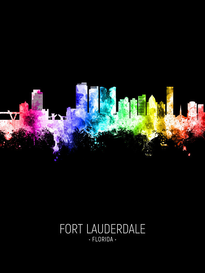 Fort Lauderdale Florida Skyline #34 Digital Art by Michael Tompsett