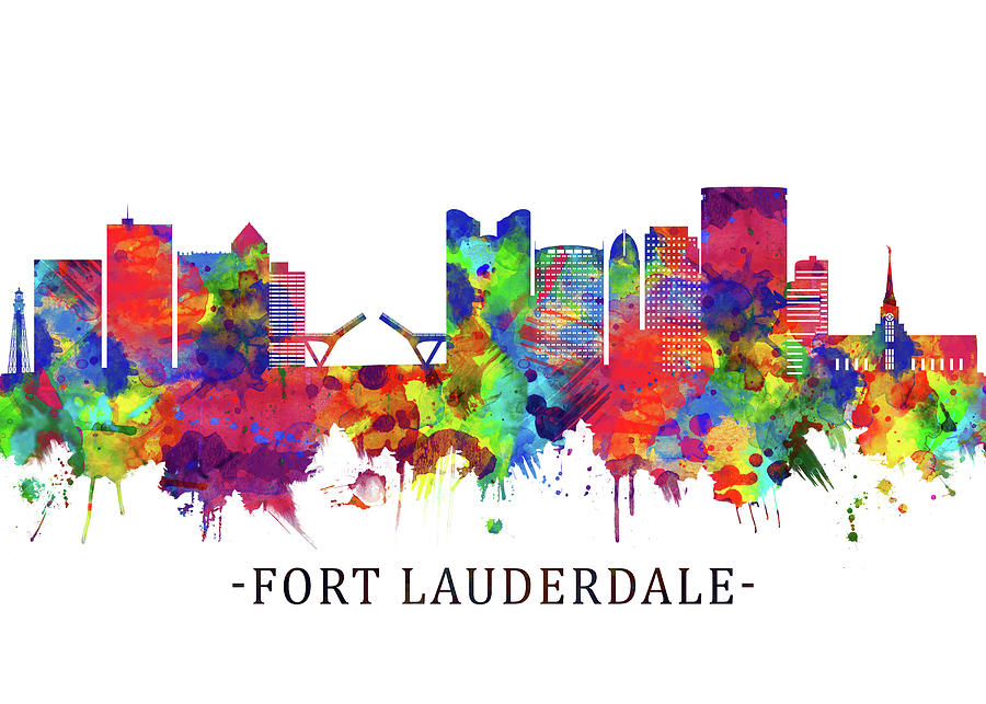 fort lauderdale florida skyline mixed media by towseef dar pixels