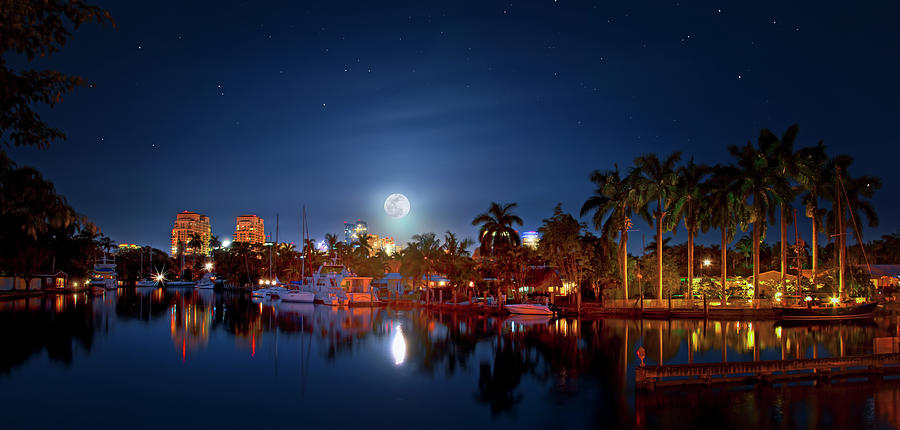 Fort Lauderdale Super Moon Panorama Photograph by Mark Andrew Thomas