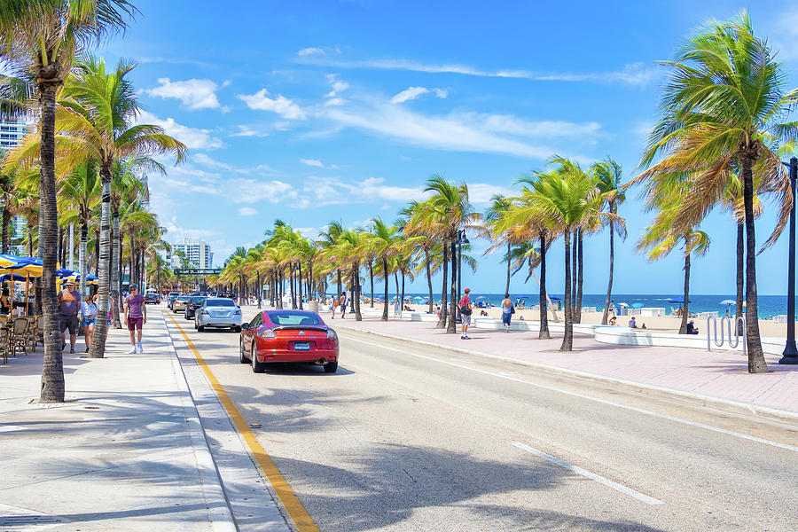 Fort Lauderdale's beach promenade Photograph by Karel Miragaya - Fine ...