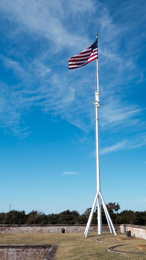 Fort Macon American Flag Photograph by Rudy Umans
