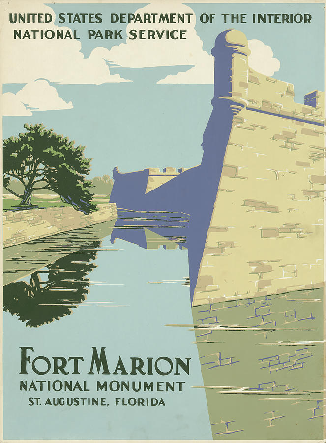 Fort Marion National Monument Vintage Poster Drawing By Us National Park Service