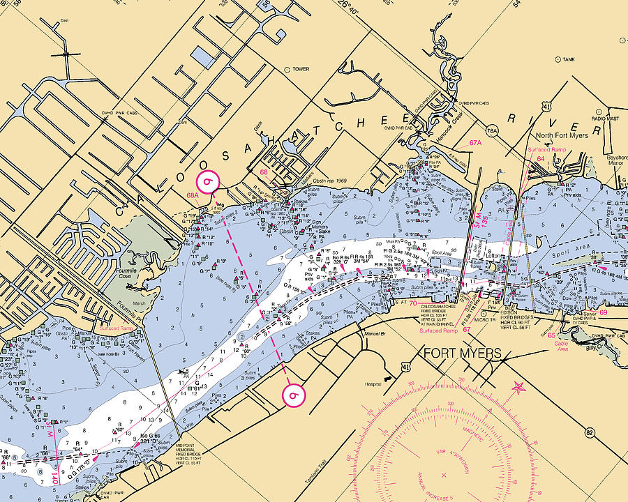 Fort Myers FL, Custom Chart Digital Art by Nautical Chartworks