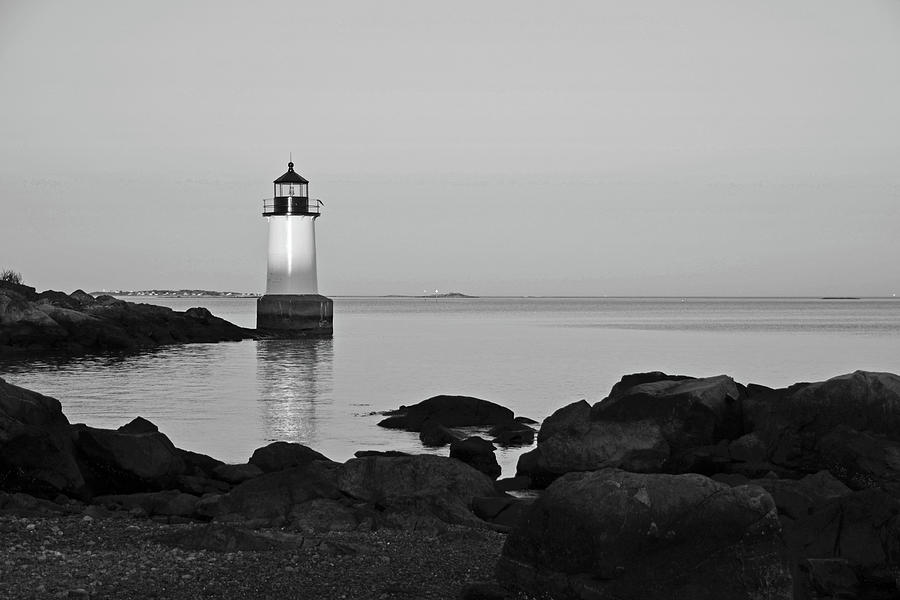 Fort Pickering Lighthouse Winter Island Salem MA Black and White Photograph by Toby McGuire