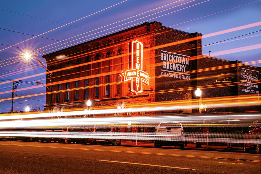 Fort Smith Light Trails And Brewery Neon Photograph by Gregory Ballos