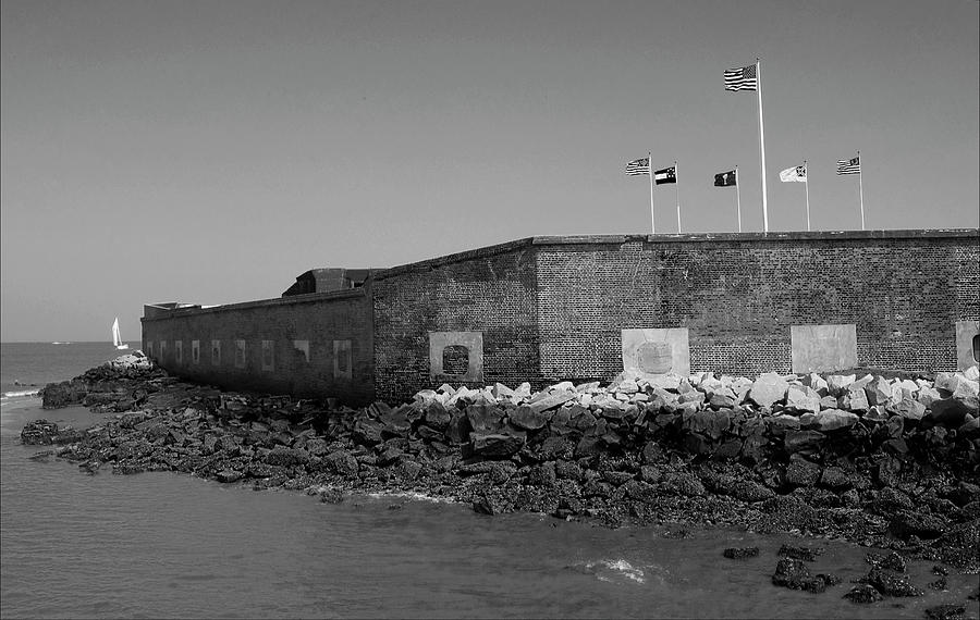 Fort Sumter South Carolina BW Photograph by Bob Pardue