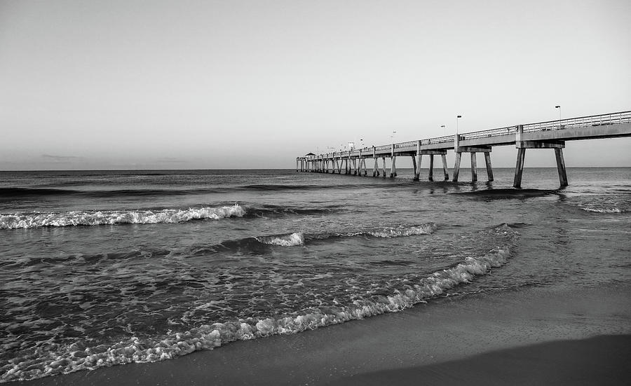 Fort Walton Pier Black And White Photograph by Dan Sproul