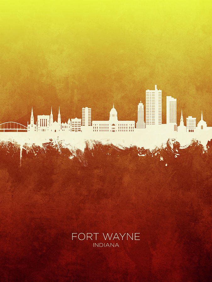 Fort Wayne Indiana Skyline #05 Digital Art by Michael Tompsett