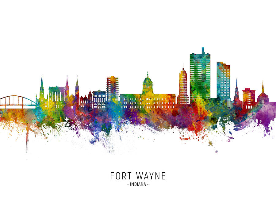 Fort Wayne Indiana Skyline #68 Digital Art by Michael Tompsett