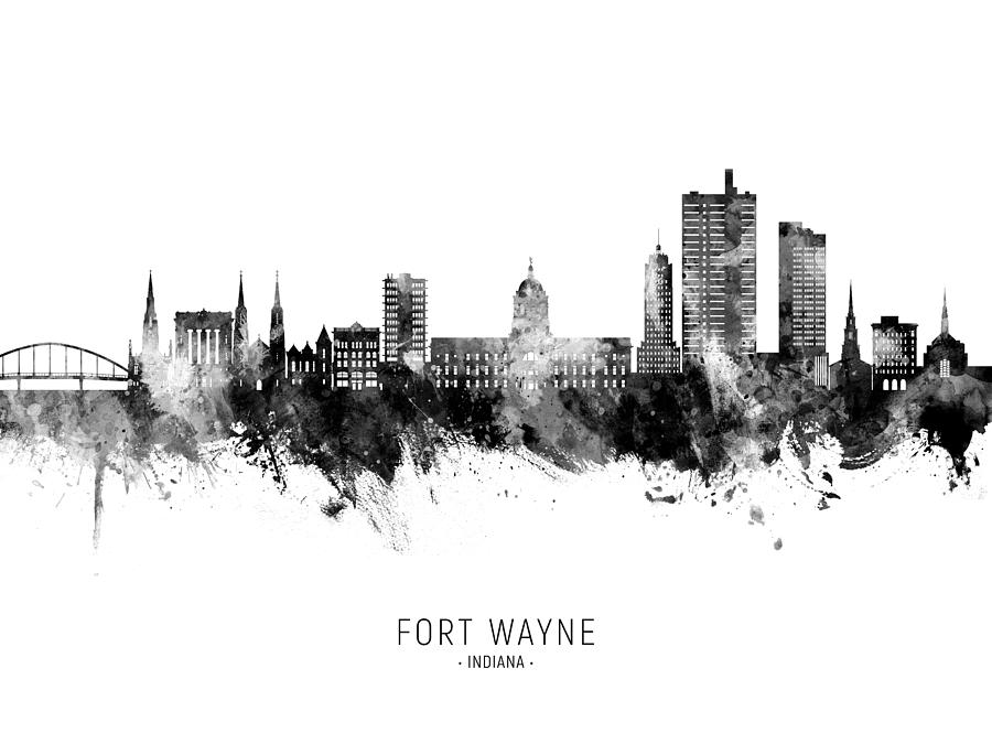 Fort Wayne Indiana Skyline #69 Digital Art by Michael Tompsett