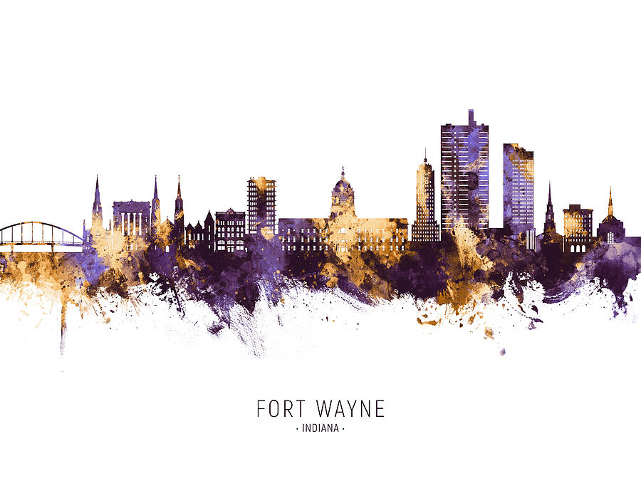 Fort Wayne Indiana Skyline #70 Digital Art by Michael Tompsett