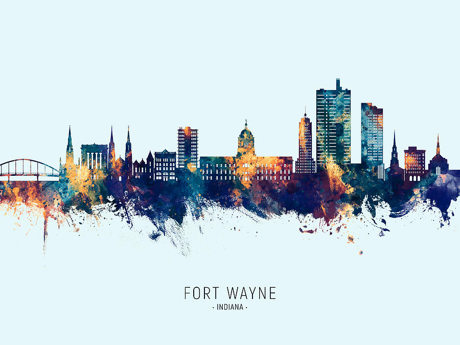 Fort Wayne Indiana Skyline #71 Digital Art by Michael Tompsett