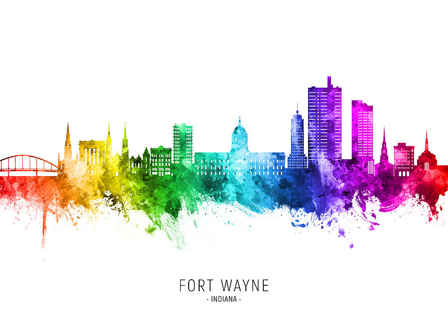 Fort Wayne Indiana Skyline #72 Digital Art by Michael Tompsett