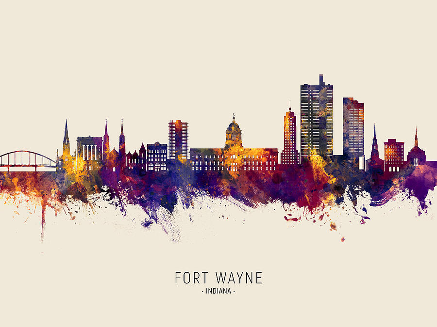 Fort Wayne Indiana Skyline #73 Digital Art by Michael Tompsett