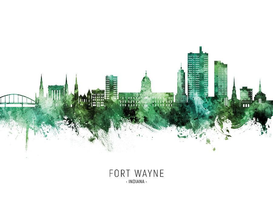 Fort Wayne Indiana Skyline #75 Digital Art by Michael Tompsett