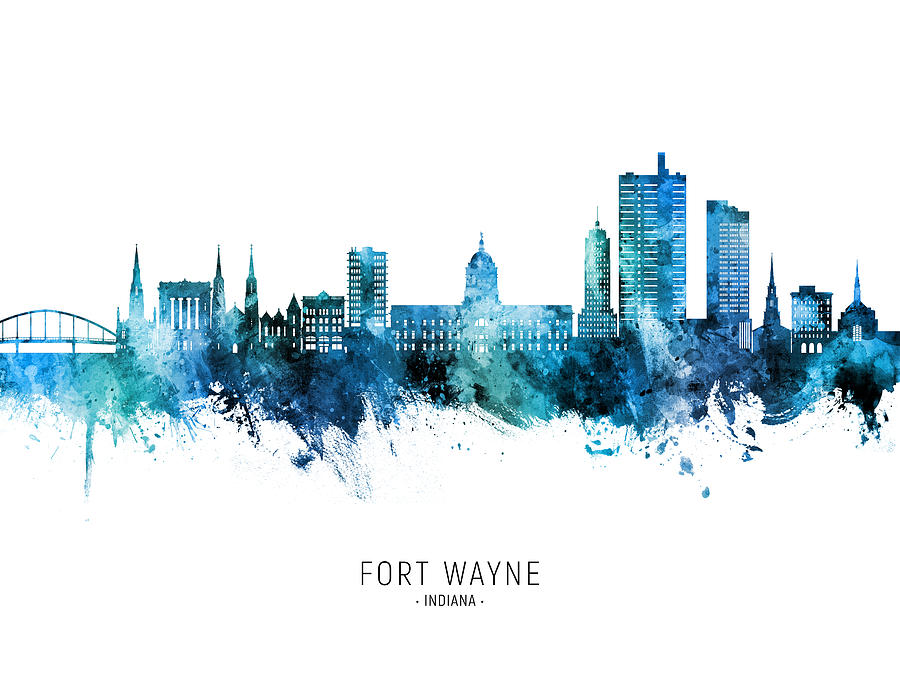 Fort Wayne Indiana Skyline #77 Digital Art by Michael Tompsett