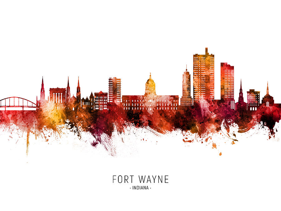 Fort Wayne Indiana Skyline #78 Digital Art by Michael Tompsett