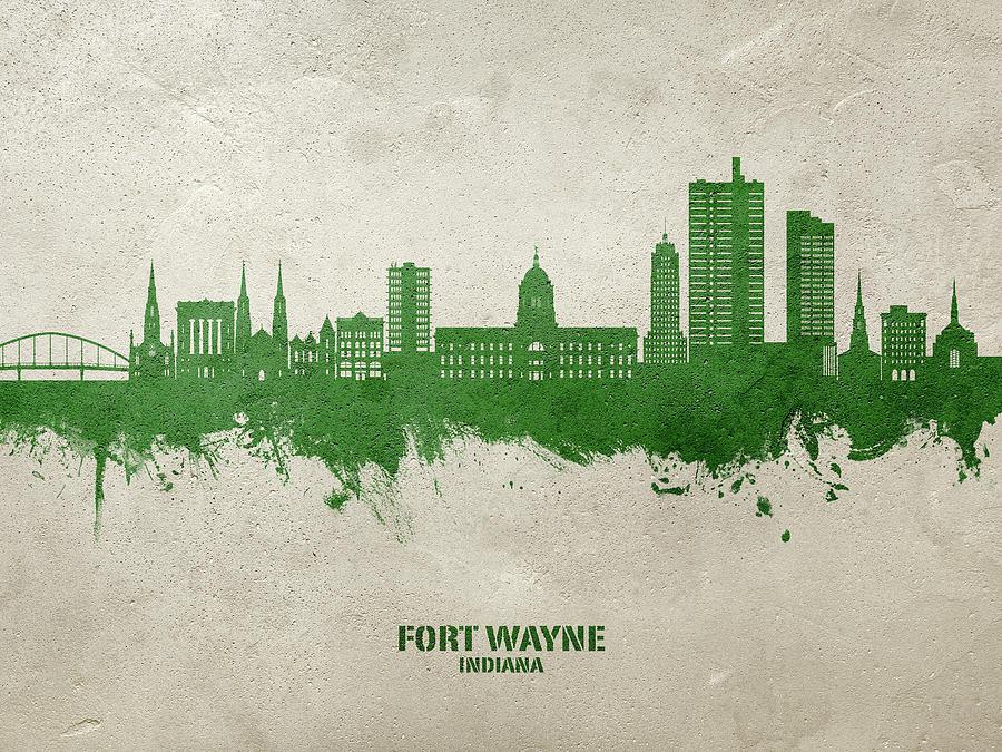 Fort Wayne Indiana Skyline #80 Digital Art by Michael Tompsett