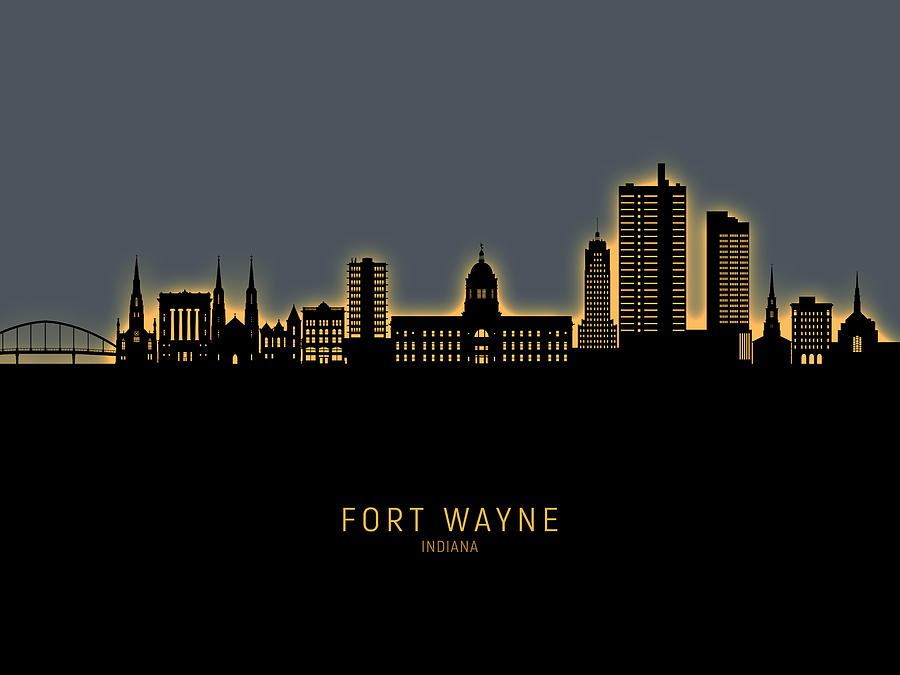 Fort Wayne Indiana Skyline #81 Digital Art by Michael Tompsett