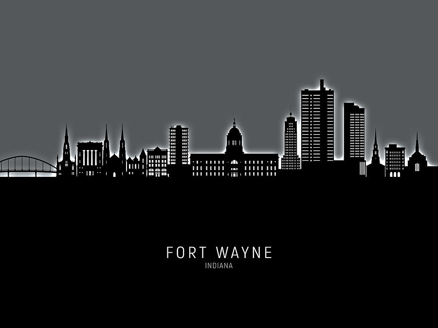 Fort Wayne Indiana Skyline #82 Digital Art by Michael Tompsett