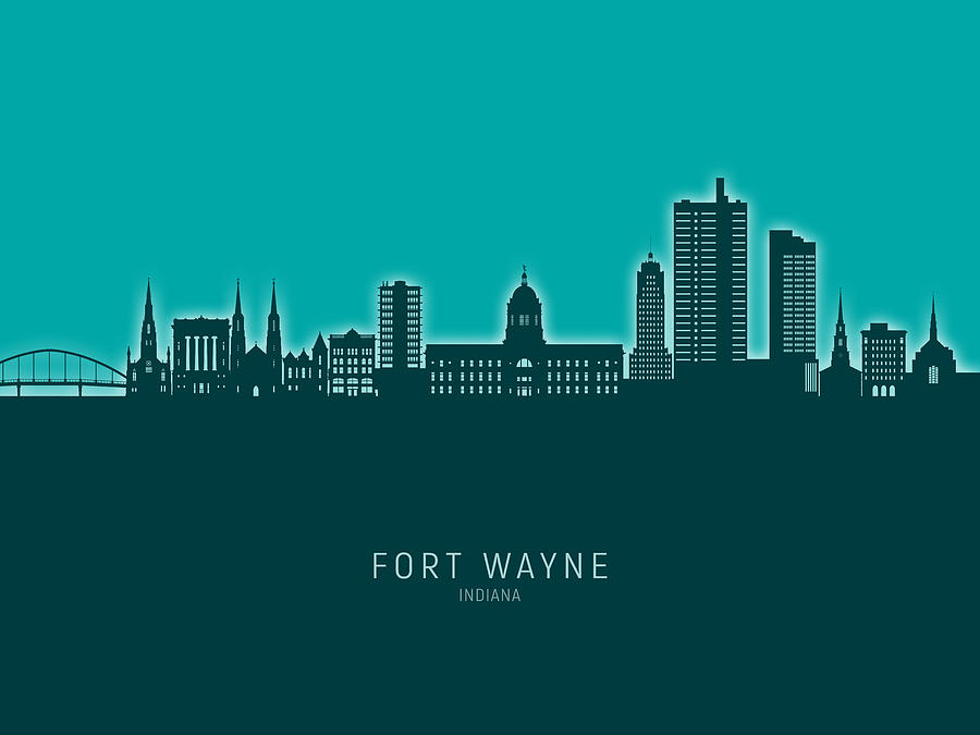 Fort Wayne Indiana Skyline #83 Digital Art by Michael Tompsett
