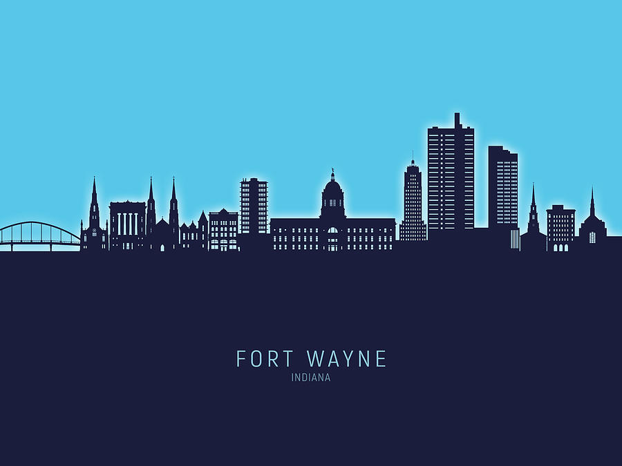 Fort Wayne Indiana Skyline #84 Digital Art by Michael Tompsett