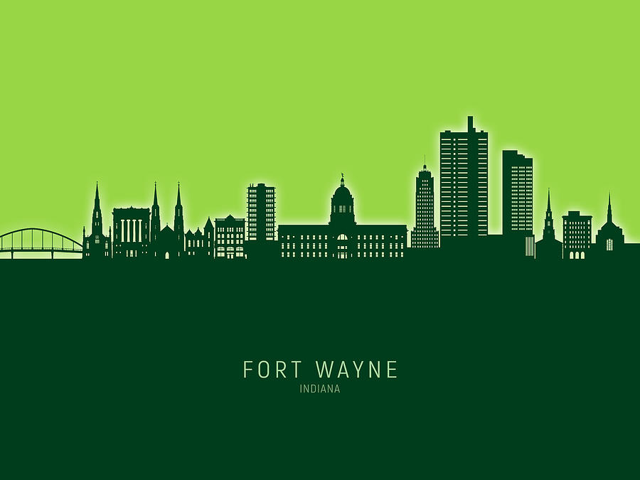Fort Wayne Indiana Skyline #85 Digital Art by Michael Tompsett