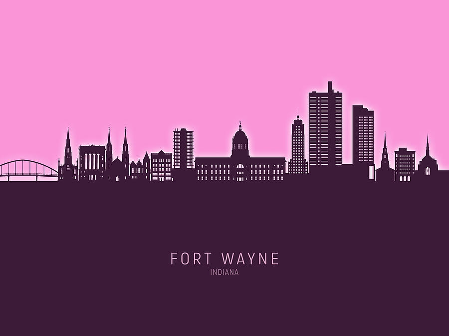 Fort Wayne Indiana Skyline #86 Digital Art by Michael Tompsett