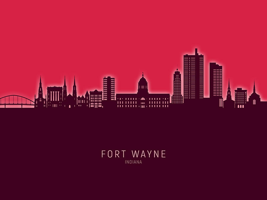 Fort Wayne Indiana Skyline #87 Digital Art by Michael Tompsett