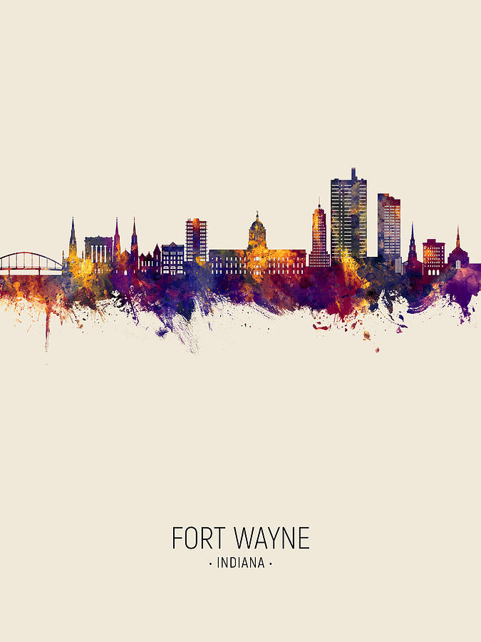 Fort Wayne Indiana Skyline #91 Digital Art by Michael Tompsett