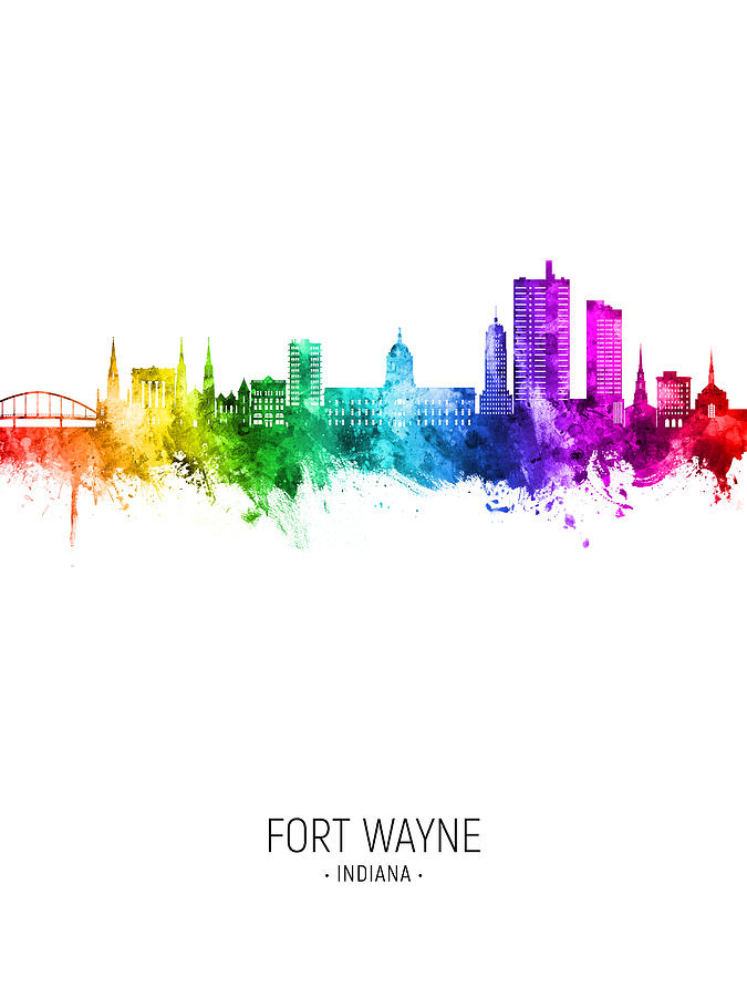 Fort Wayne Indiana Skyline #93 Digital Art by Michael Tompsett