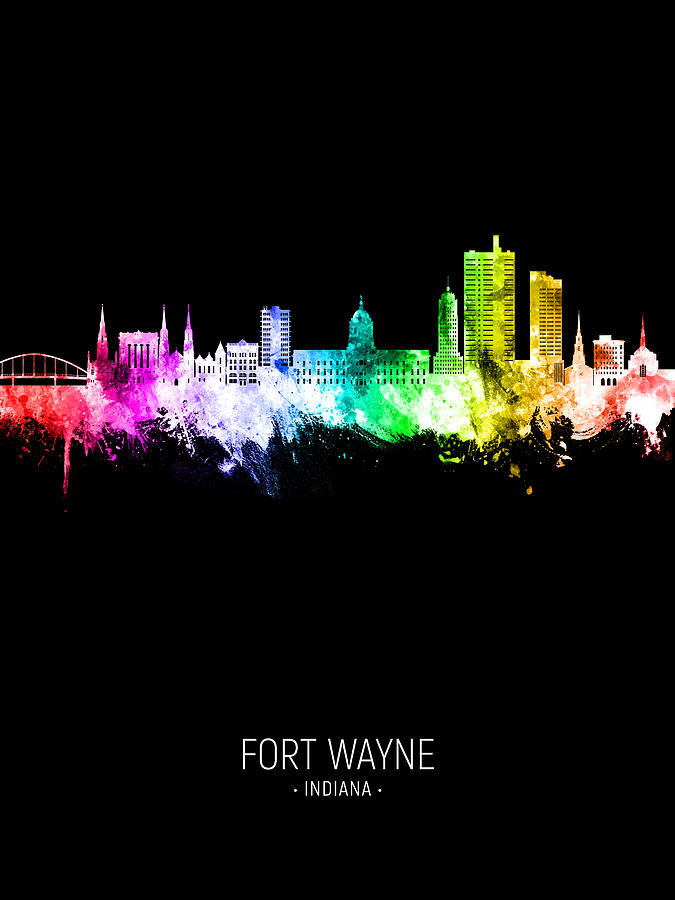 Fort Wayne Indiana Skyline #96 Digital Art by Michael Tompsett
