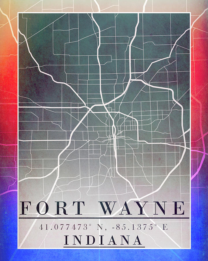 Fort Wayne Indiana Street Map Digital Art by Dan Sproul