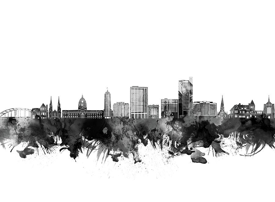 Fort Wayne Skyline Bw Digital Art by Bekim M | Fine Art America