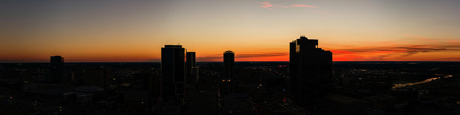 Fort Worth Aerial Panoramic Skyline at Twilight Photograph by HawkEye Media