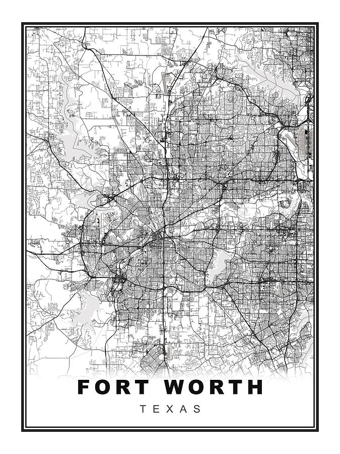 Fort Worth Map Digital Art By Ipsita Das Fine Art America 5254