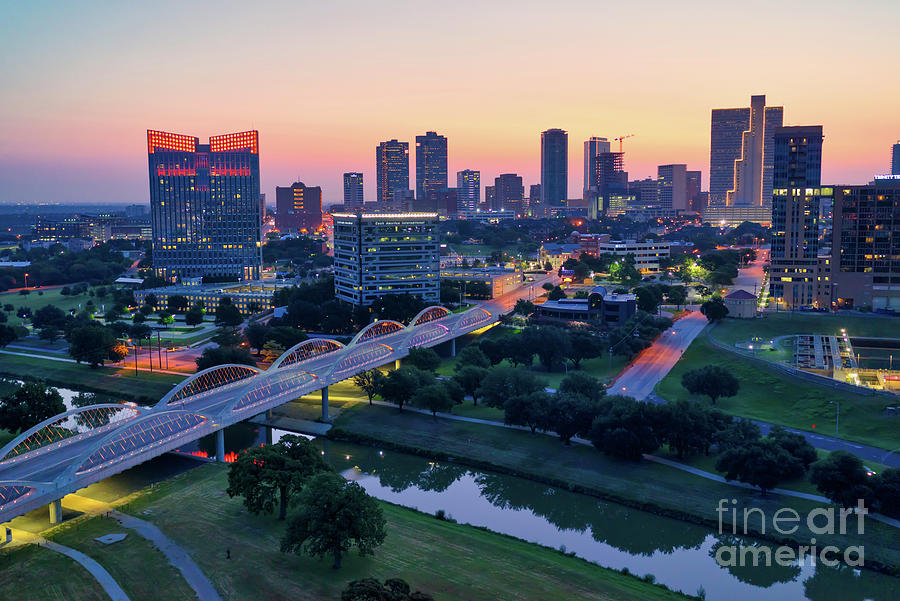 Fort Worth Skyline Photograph - Fort Worth Skyline at Sunrise 2 by Bee Creek Photography - Tod and Cynthia
