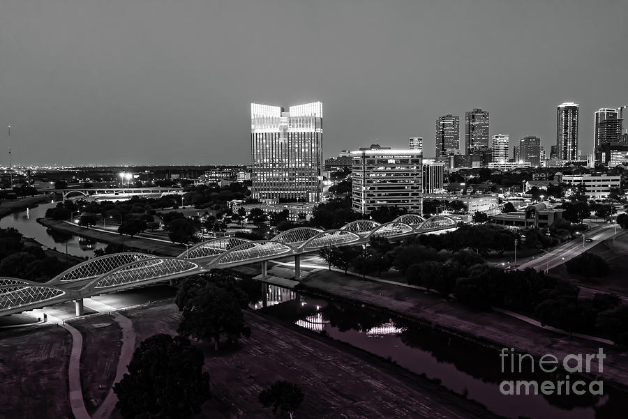 Fort Worth Skyline BW Photograph by Bee Creek Photography - Tod and Cynthia